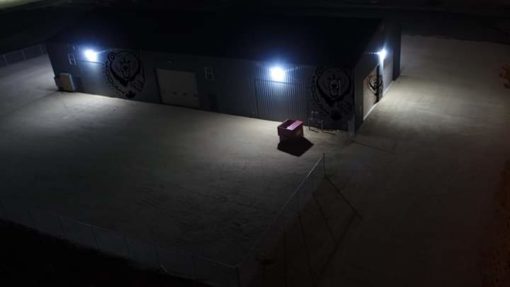 100 watt led wall pack aerial side view